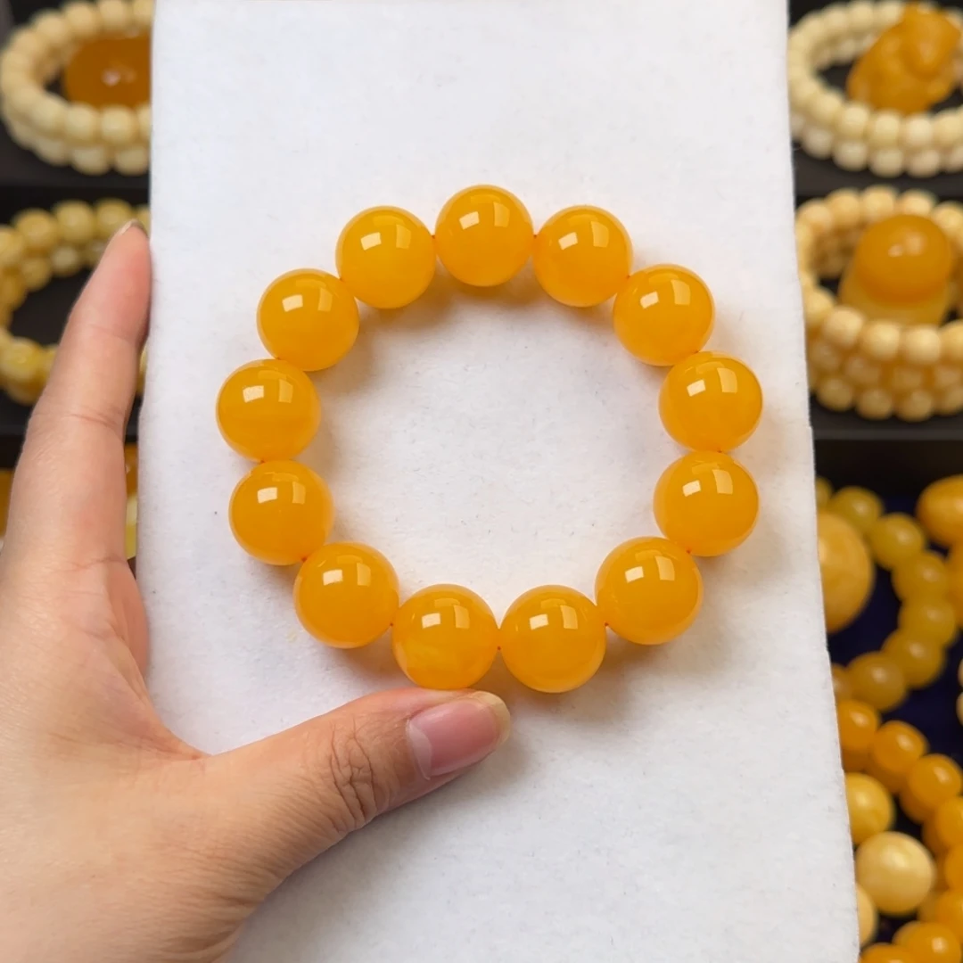 蜜蜡未镶嵌颈饰满蜡橘色同料18