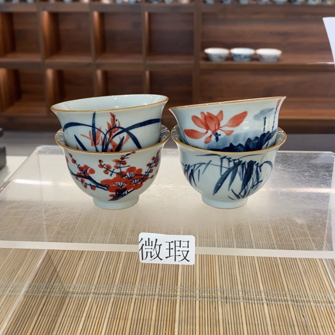 釉下手绘茶具微瑕
