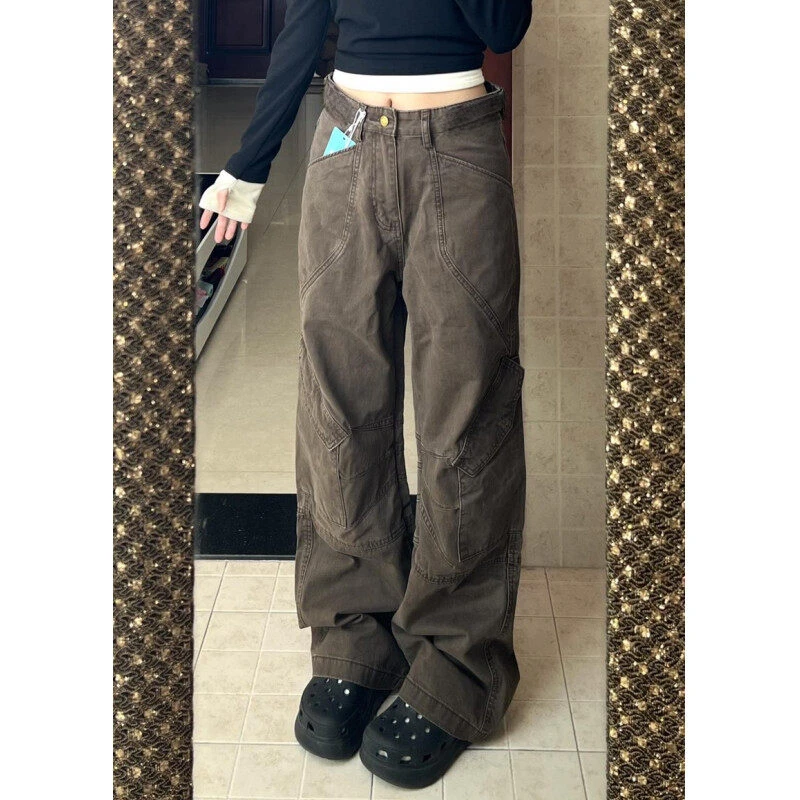 美拉德棕色裤子男款秋季cleanfit伐木工装裤美式复古直筒休闲裤子