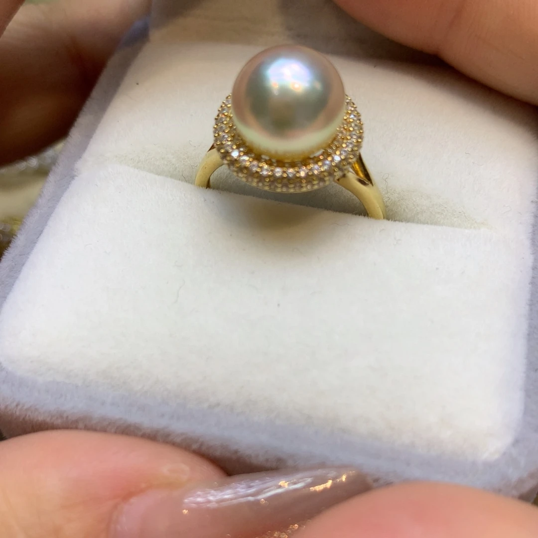 银S925镶嵌戒指海水珍珠