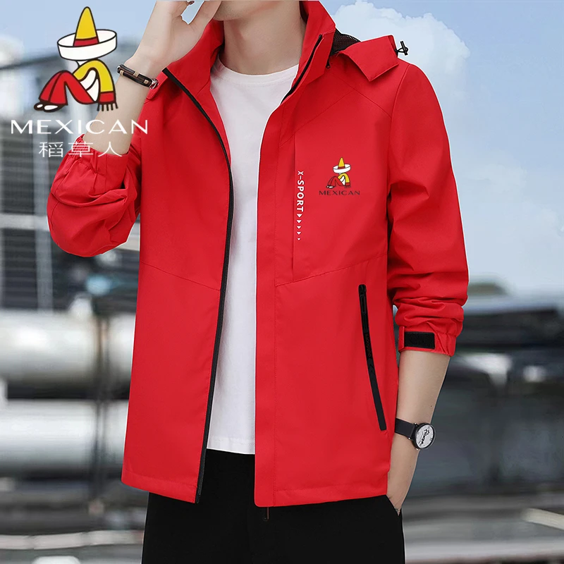 Mexican/稻草人春秋爆款男士夹克运动休闲宽松潮流冲锋衣薄款外套