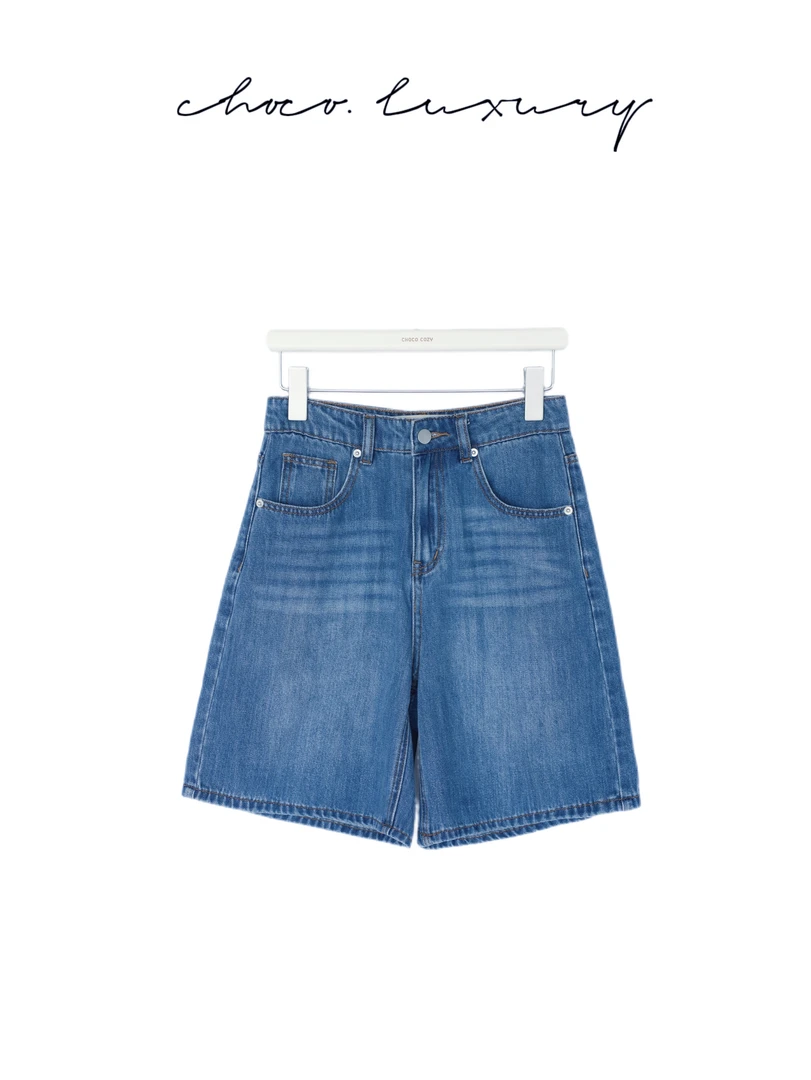 CHOCO【周末自由】超chill~莱赛尔棉中腰牛仔五分裤D3079