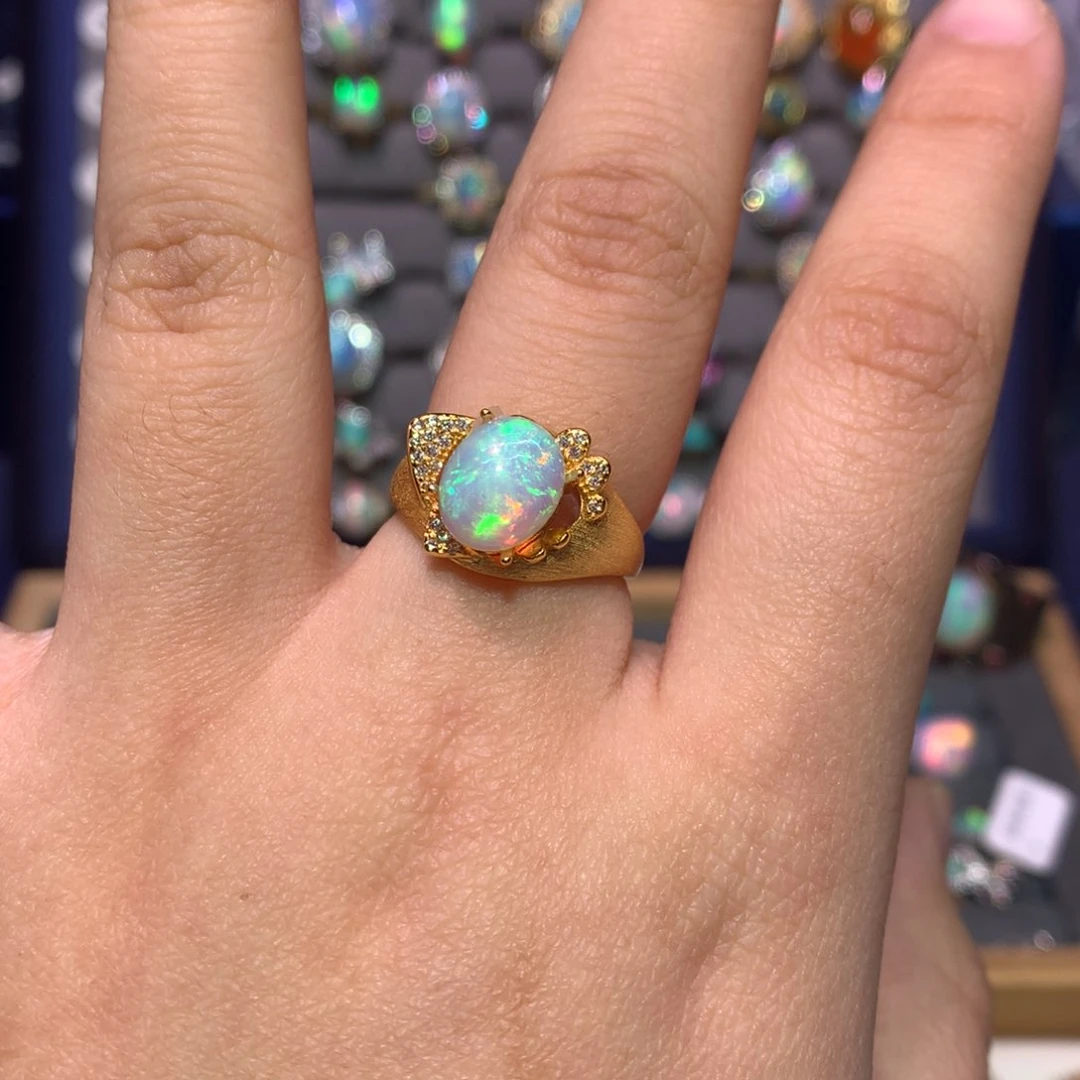 银S925镀金镶嵌欧泊戒指