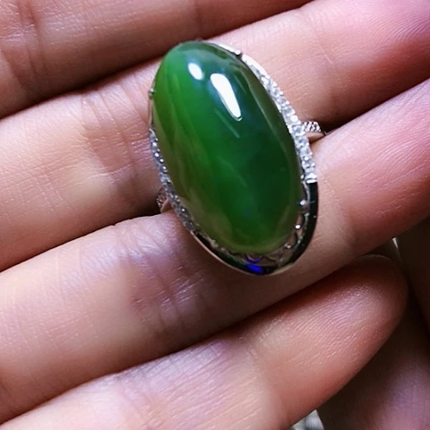 和田玉银S925镶嵌戒指