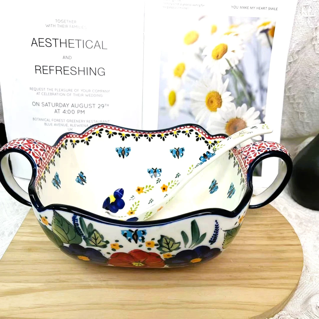 手绘西里西亚-12英寸方形曲把锅