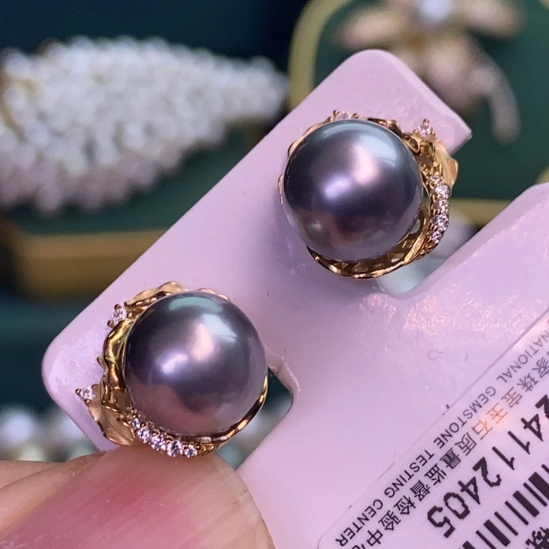 银S925镶嵌耳饰海水珍珠