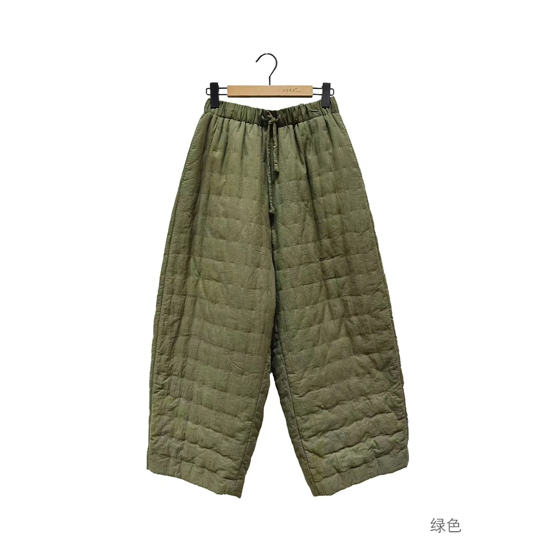 左岸迷香 Z25FW3012 布衣分享秋冬复古【棉裤】 原创松紧抽绳长裤