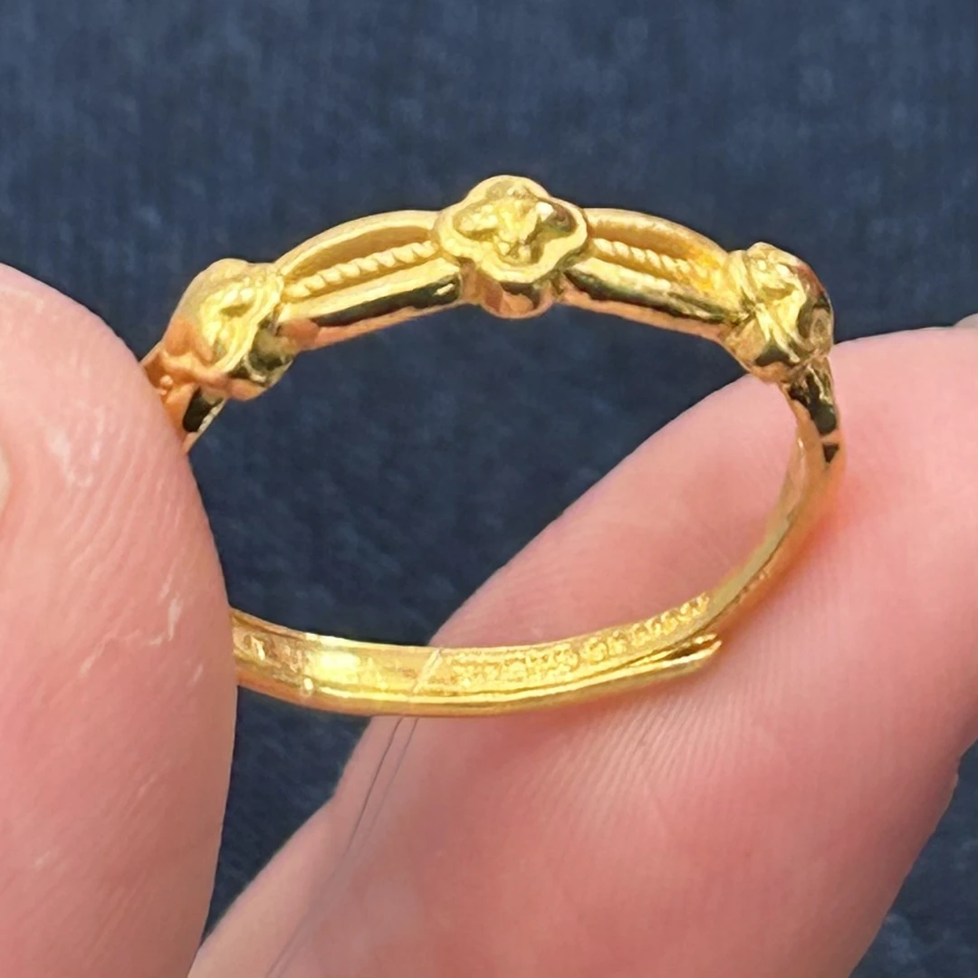 足金时尚四叶草戒指