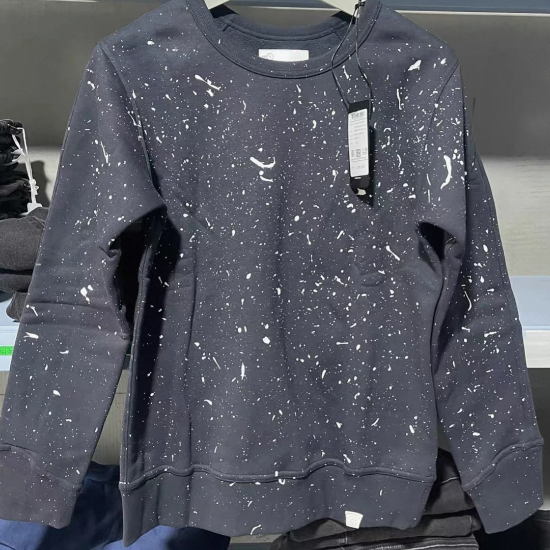 G家马克纽森加绒圆领摔漆男士卫衣冬款