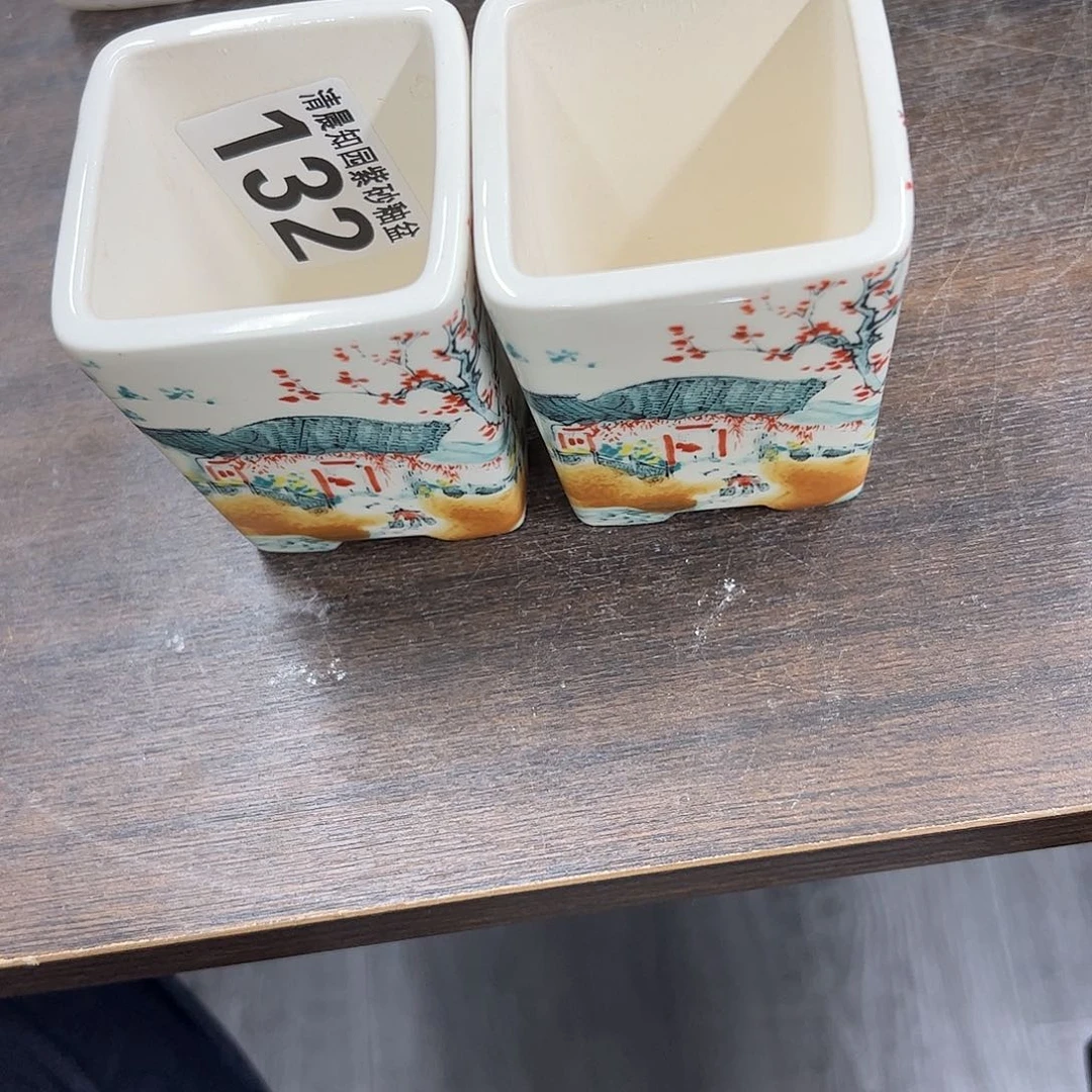 紫砂花盆红****s132号瑕疵2个6/7cm