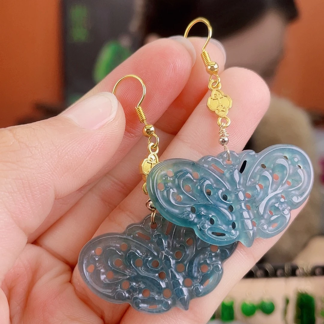 翡翠未镶嵌耳饰饰品