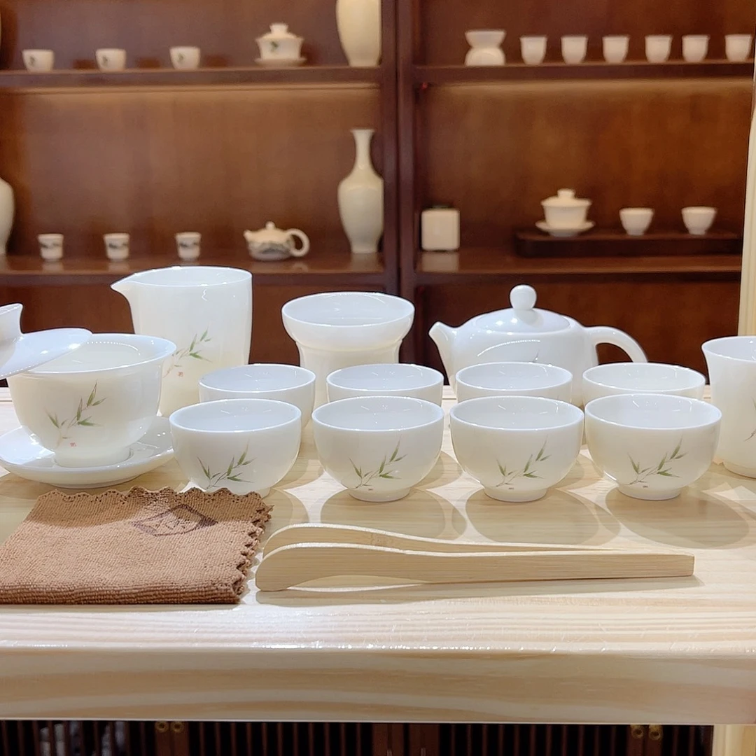 瓷片玄致羊脂玉瓷茶具套装