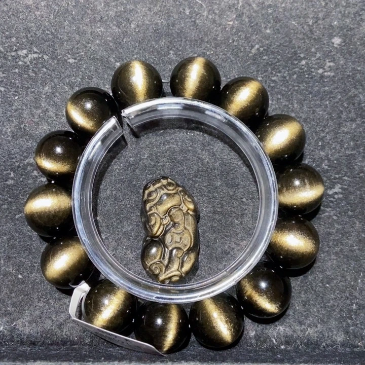 黑曜岩手串未镶嵌钢****?