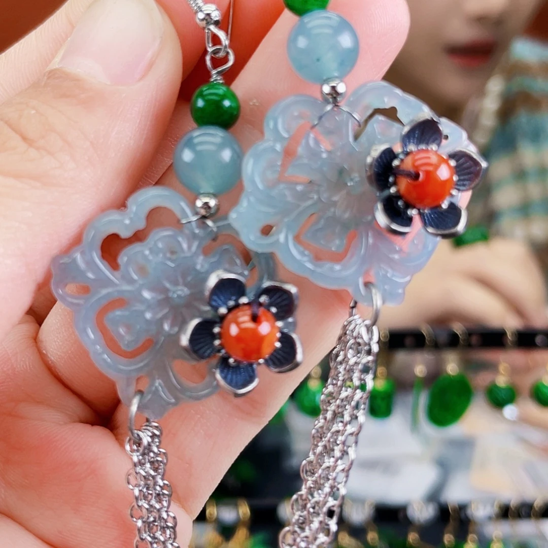 翡翠未镶嵌耳饰饰品