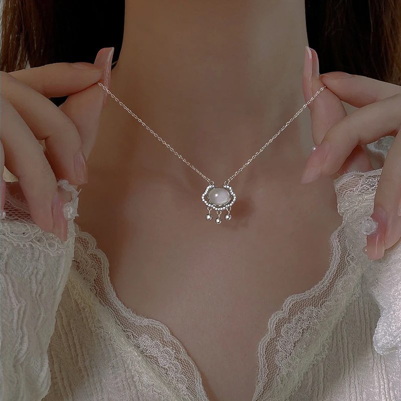 坠链均925银 S925纯银平安锁项链女轻奢百搭中国风长命锁锁骨链