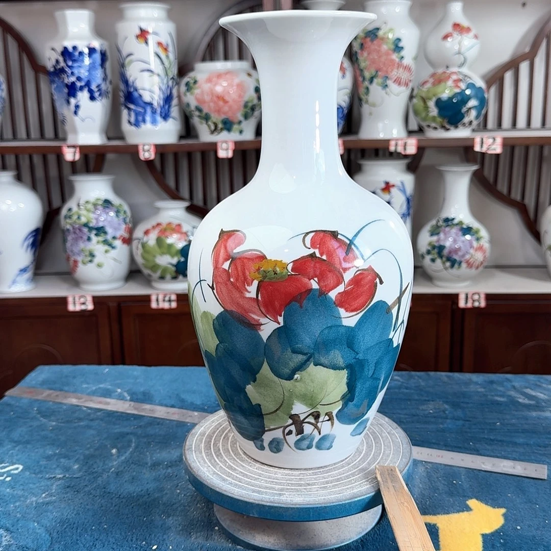 摆件景德镇陶瓷棒荷花花