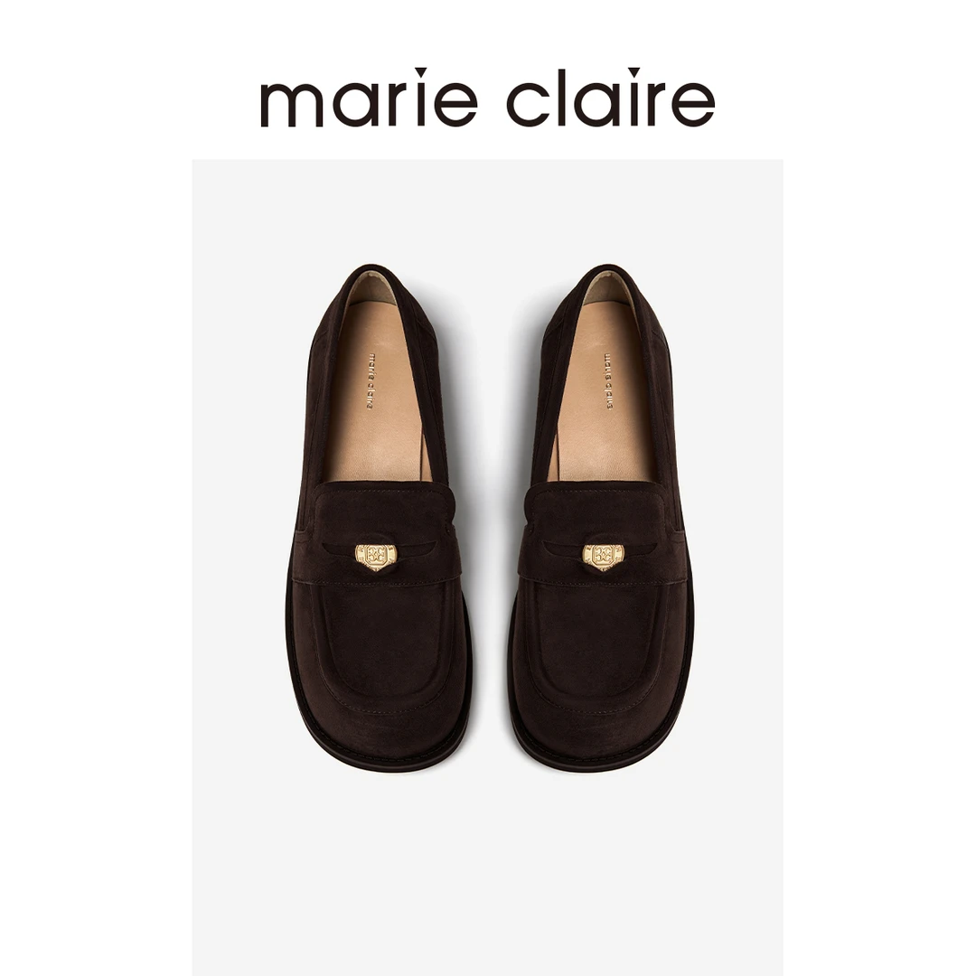 MC女鞋金便士绒面乐福复古老钱风雅丹风乐福鞋marieclaire