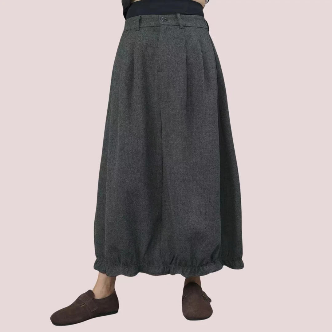 【1036】花苞裙~韩系设计感别致后半松紧腰高级百搭简约花苞裙