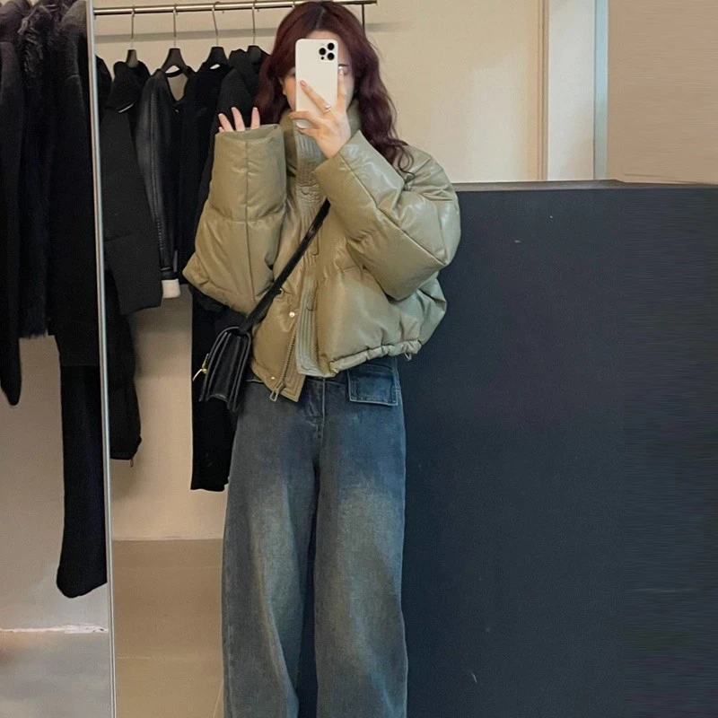 免洗立领棉服女短款2025新款宽松加厚面包服小个子棉衣夹棉外套冬