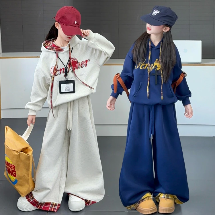 女童秋季套装2025新款儿童秋款洋气时髦卫衣卫裤两件套休闲时尚款
