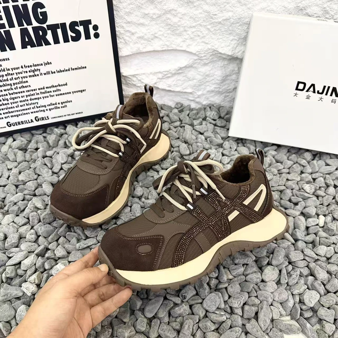 新款加绒40-43双鞋带鞋面拼接休闲鞋