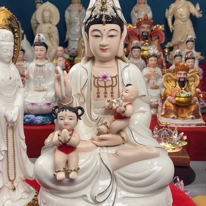 摆件龙凤宝陶瓷抱小孩陶瓷摆件14寸