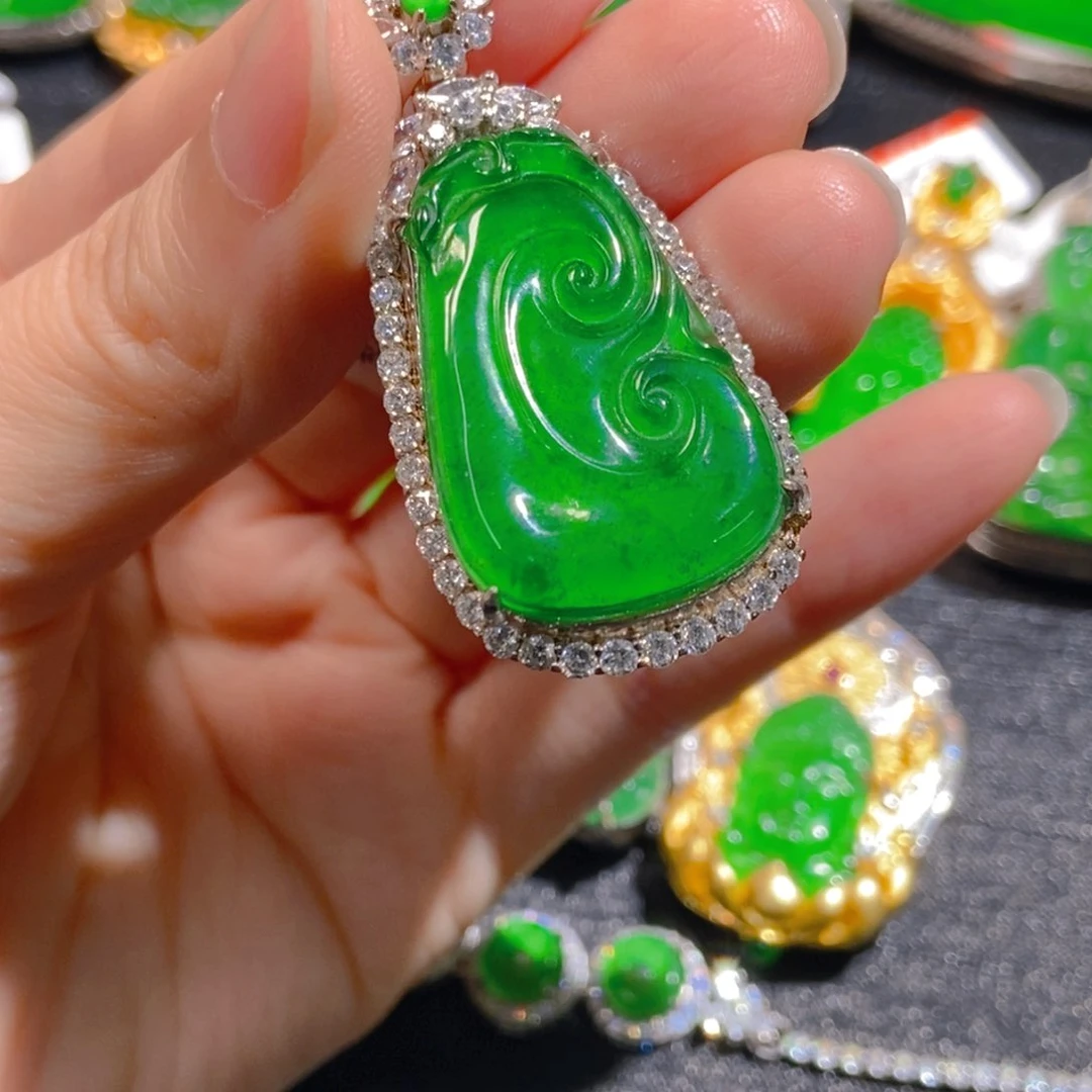 翡翠银S925镶嵌吊坠(不含链)