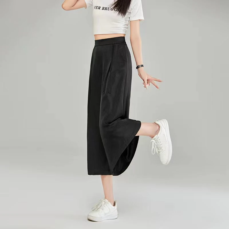 花花/3588-夏季新款女显瘦高腰垂感阔腿裤裙