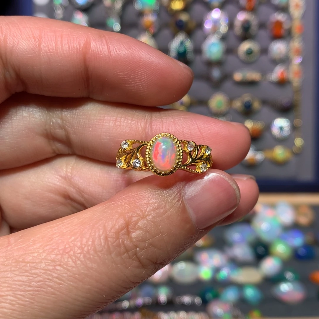 欧泊戒指款式银S925镶嵌