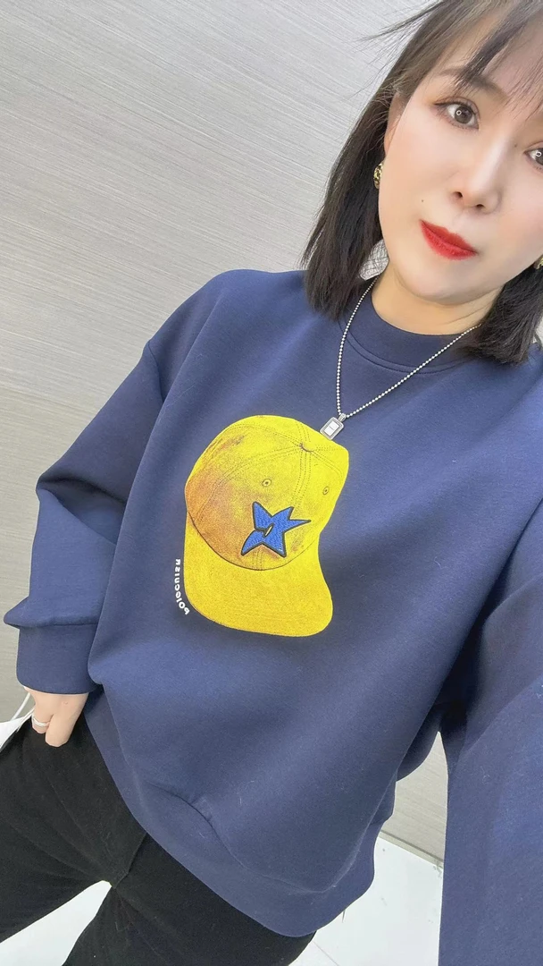 卫衣印花圆领拉链刺绣秋季女装秋冬韩版长袖上衣潮流宽松休闲