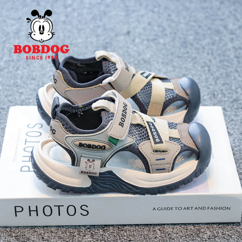 Bobdog/巴布豆童鞋沙滩鞋儿童包头2025夏季镂空男女童运动涉水鞋