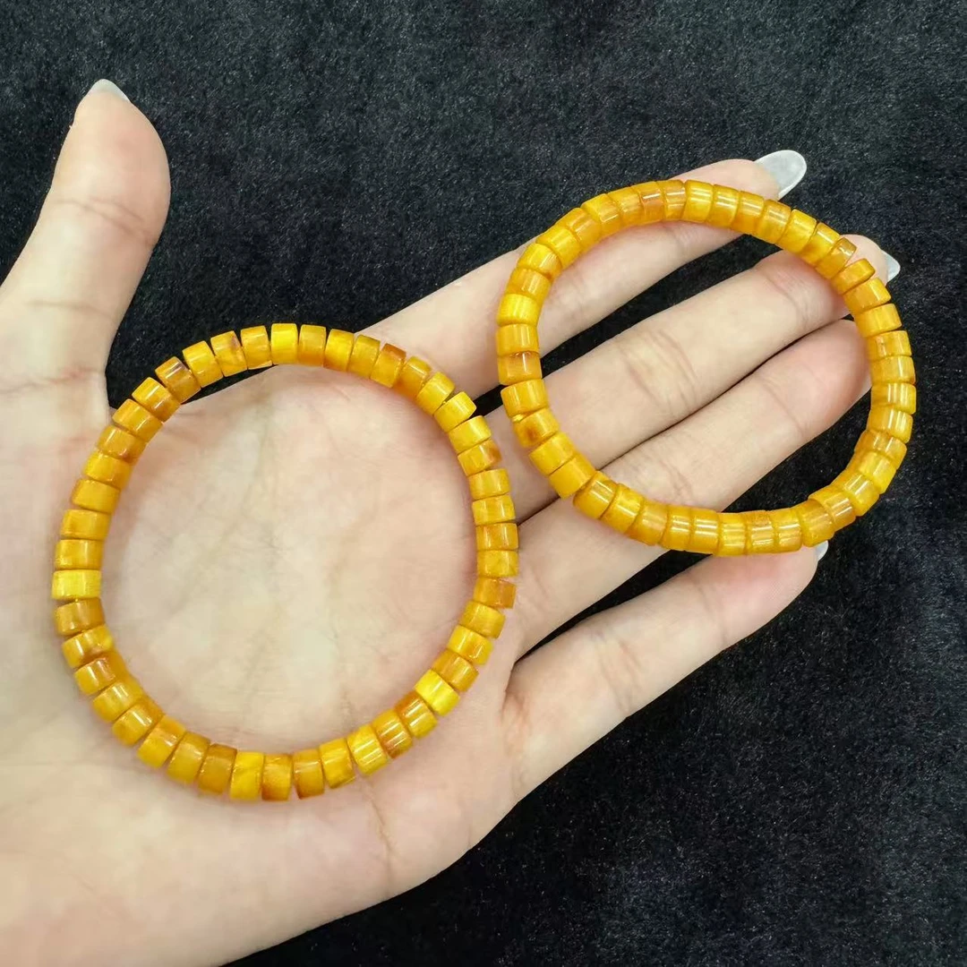 【玉经纶】-20078/Q27-蜜蜡手串-多样性发其一6mm/约45颗