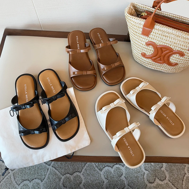 蝴蝶结露趾拖鞋外穿平底休闲百搭沙滩度假凉拖鞋CQ-Y5270-9