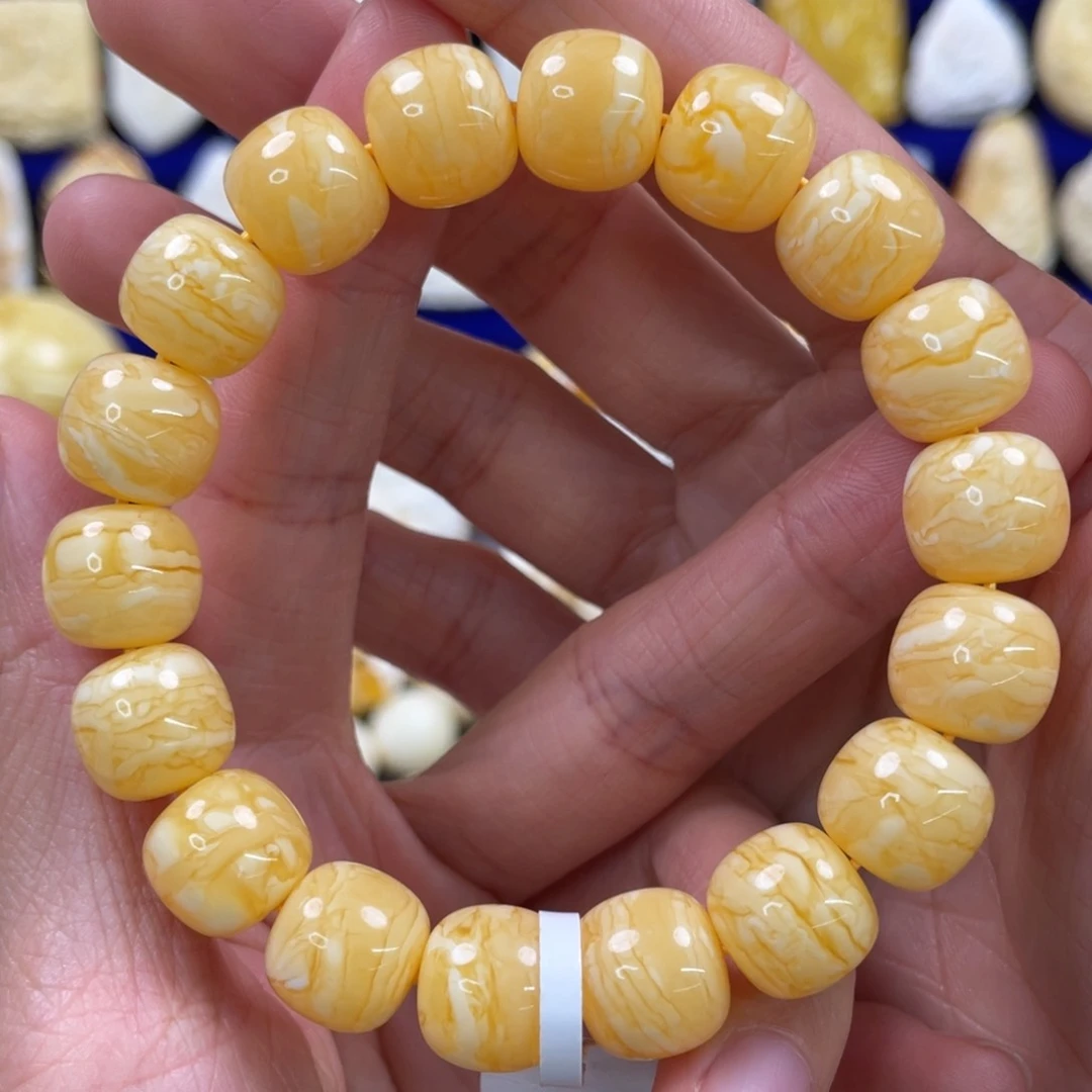 蜜蜡裸石未镶嵌琥珀蜜蜡手串卡12.3mm