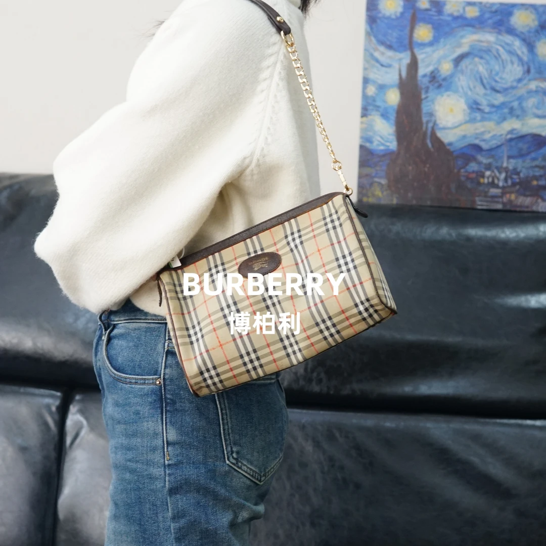 95新 BURBERRY/博柏利 巴宝莉/格纹单肩包/JJ01507492/7492