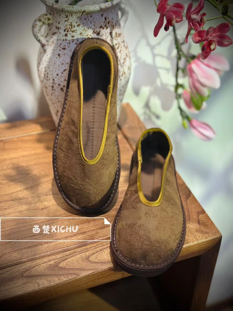 2025春上新【岚烟v口】 焦糖色暗纹碎花立体肌理文艺炒色