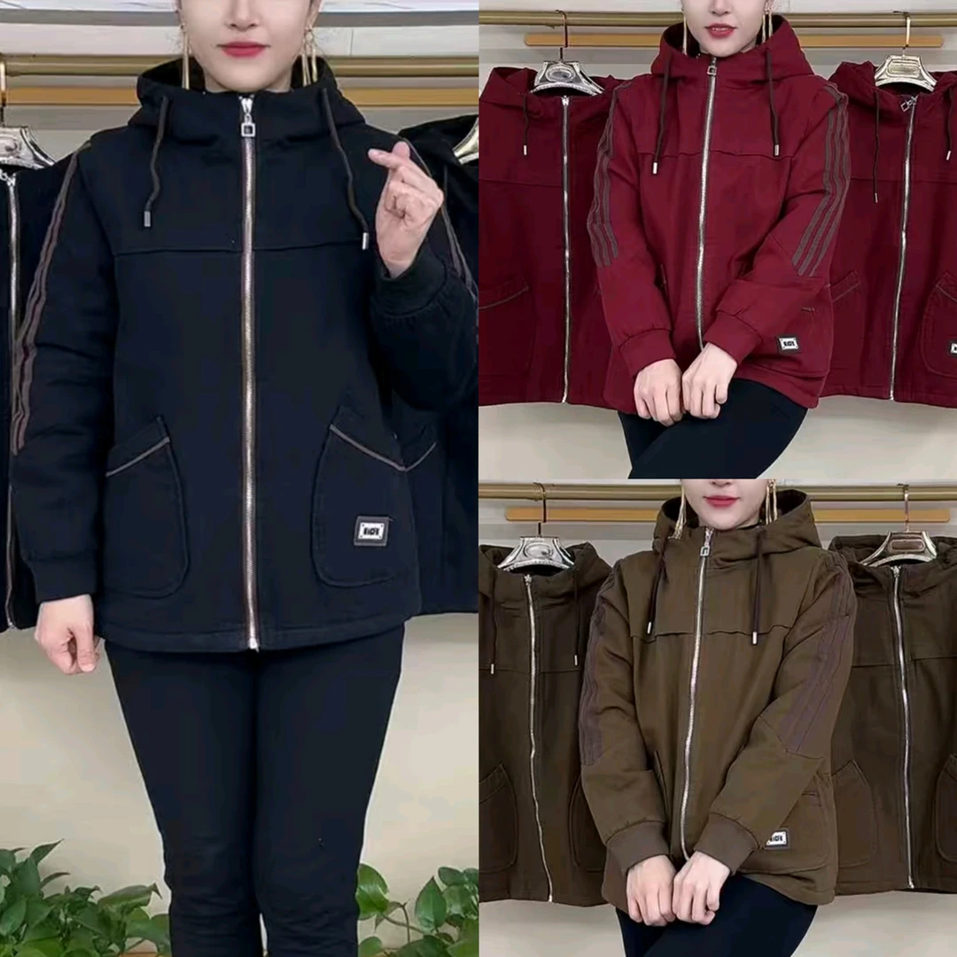 冬季时尚百搭加肥加大码水洗料连帽口袋加绒加厚棉服