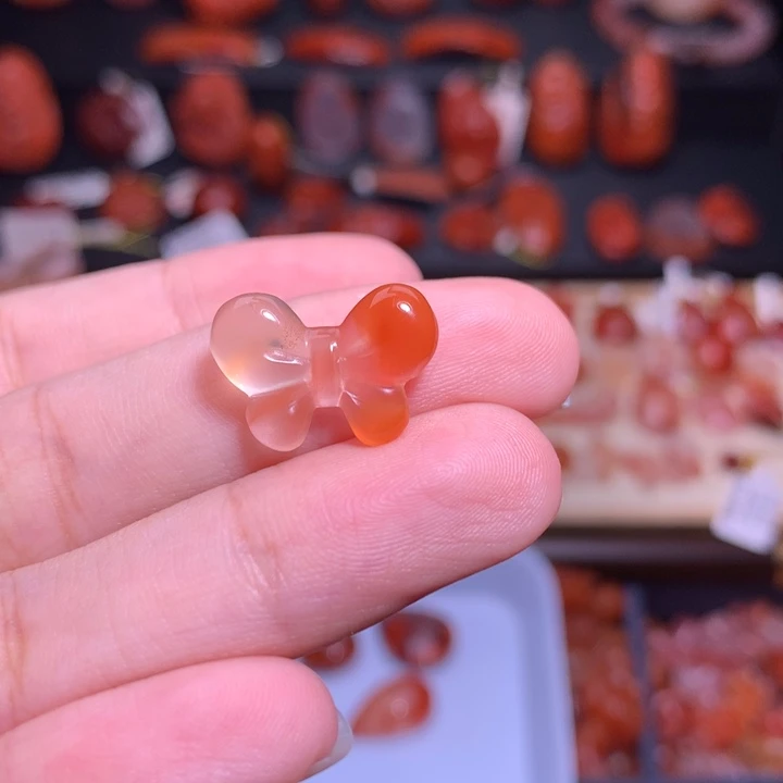 南红玛瑙未镶嵌珠宝半成品蝴蝶结