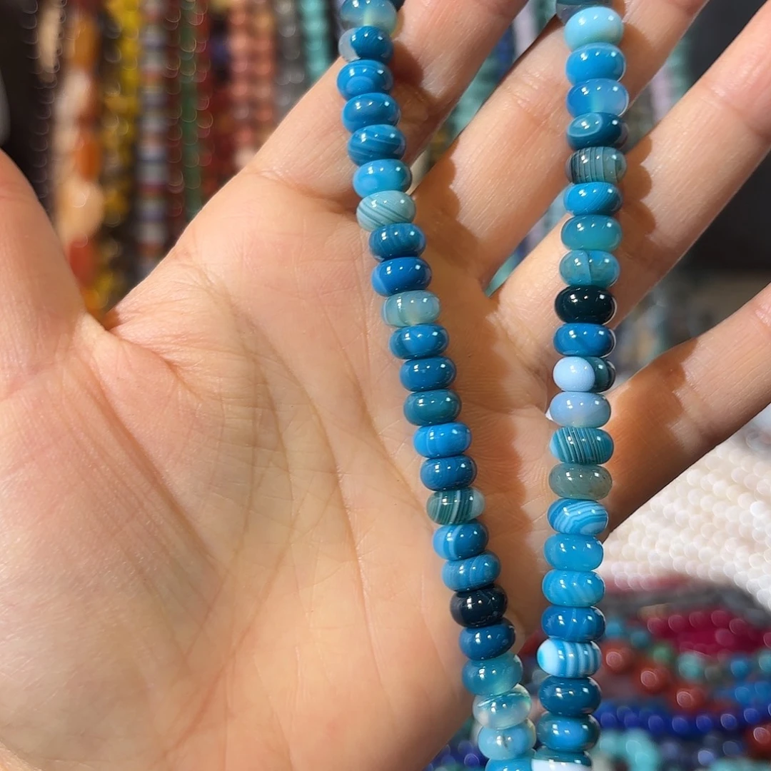 玛瑙/玉髓未镶嵌珠宝半成品蓝玛瑙卡4-8一条