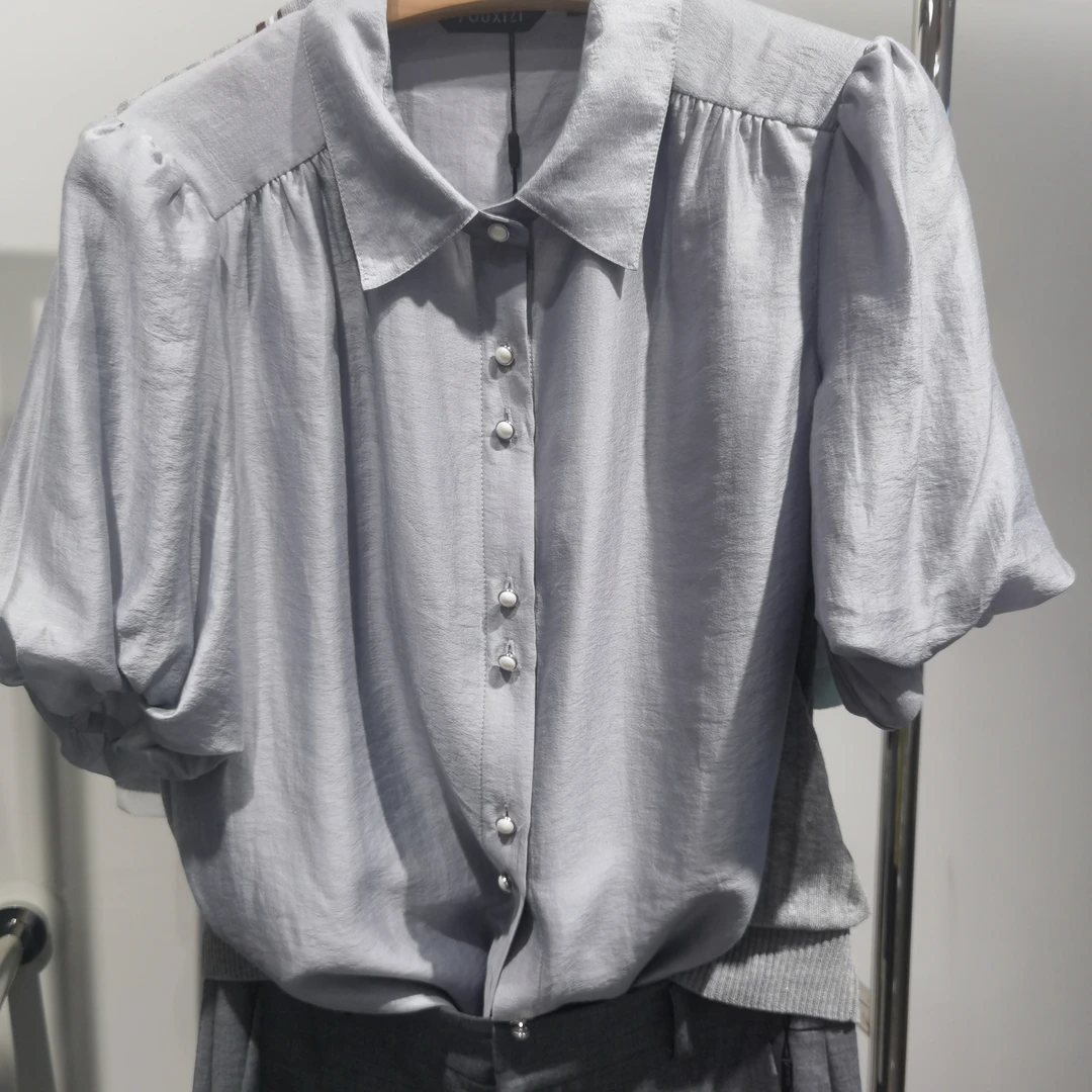 夏季新款轻熟风通勤百搭宽松洋气法式衬衫