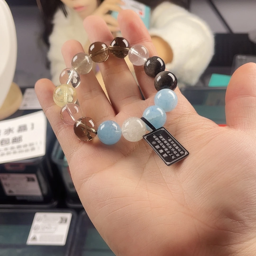 银S925镀金镶嵌水晶手串