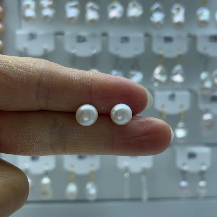 淡水珍珠耳饰银S925镶嵌