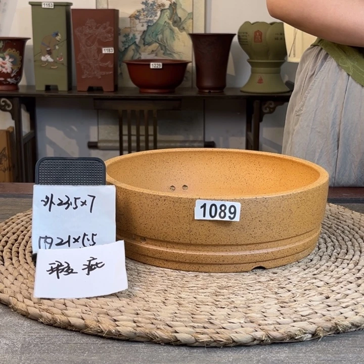 紫砂花盆 瑕疵小火裂柴烧浅圆1089