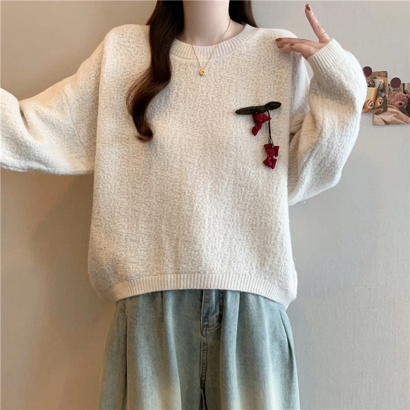 大码遮肚子独特漂亮洋气毛衣针织衫女秋冬胖mm宽松显瘦不规则上衣