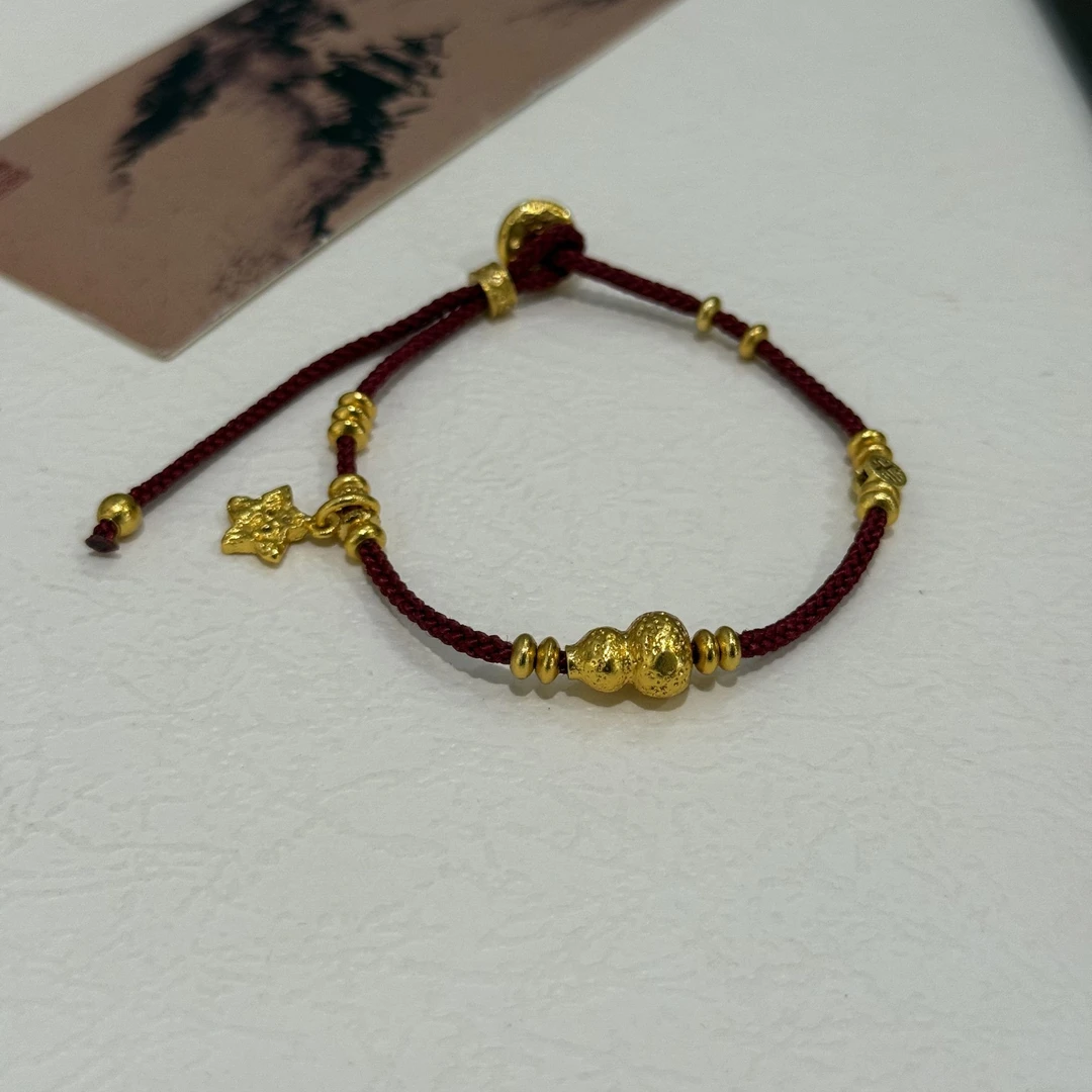 铜合金锆石手链 YUEYI 点钻星星葫芦好运红绳手链福禄时尚百搭