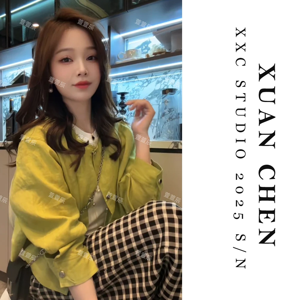 【清野绿荷】春夏薄款长袖外穿短外套韩版气质轻奢亚麻女款衣服8262