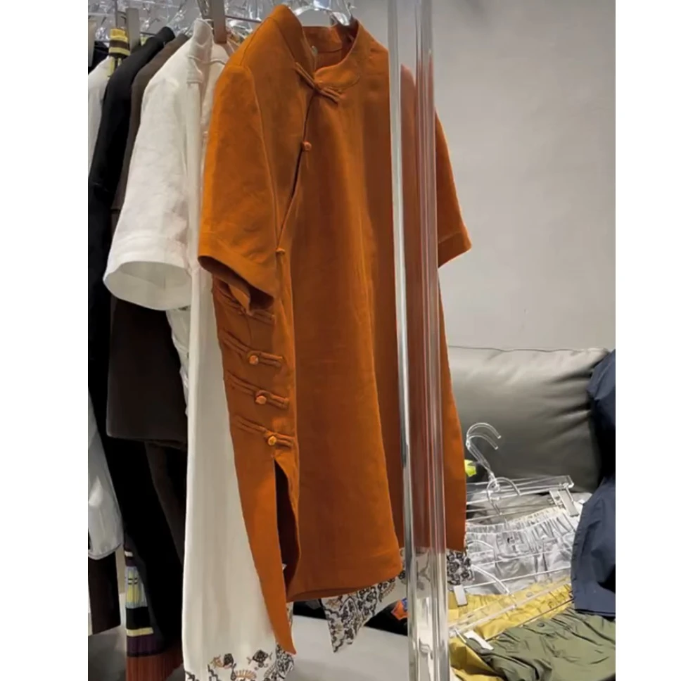 2025年夏新款时尚斜襟气质盘扣立领衬衫女新中式国风马甲衬衣上衣