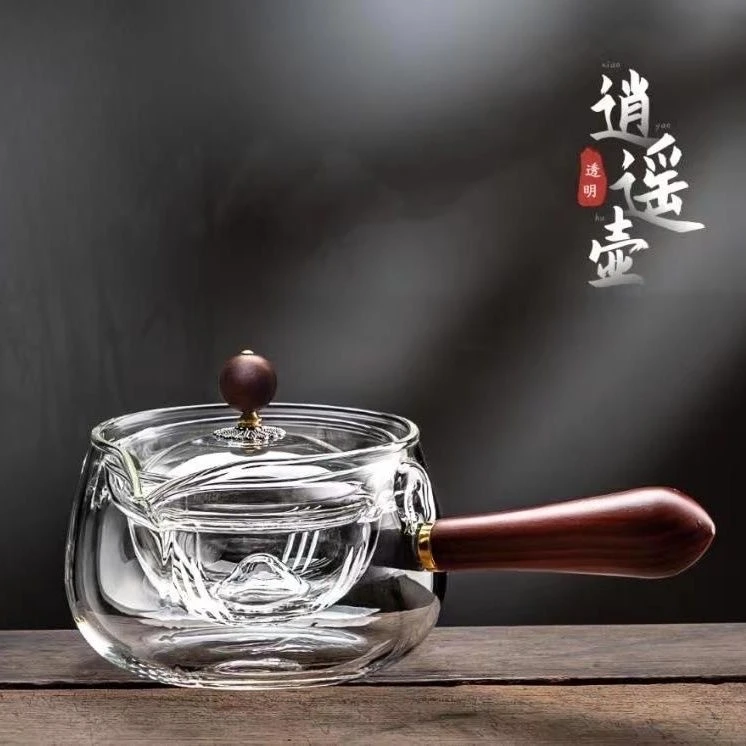 木把逍遥壶耐高温茶水分离玻璃泡茶壶加厚过滤家用茶具