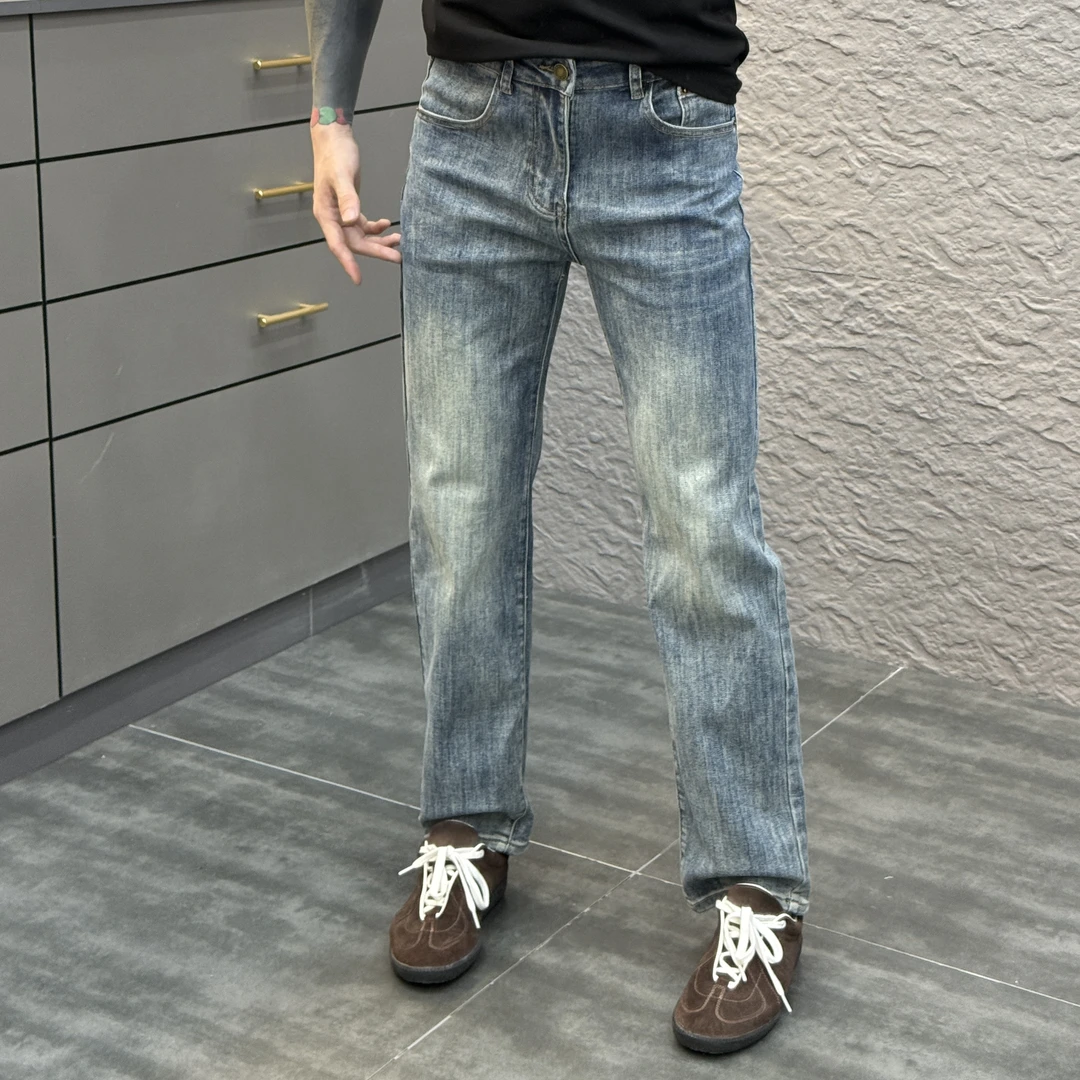 2025春季新款时尚休闲百搭净版纯色直筒男士牛仔裤XZ9892