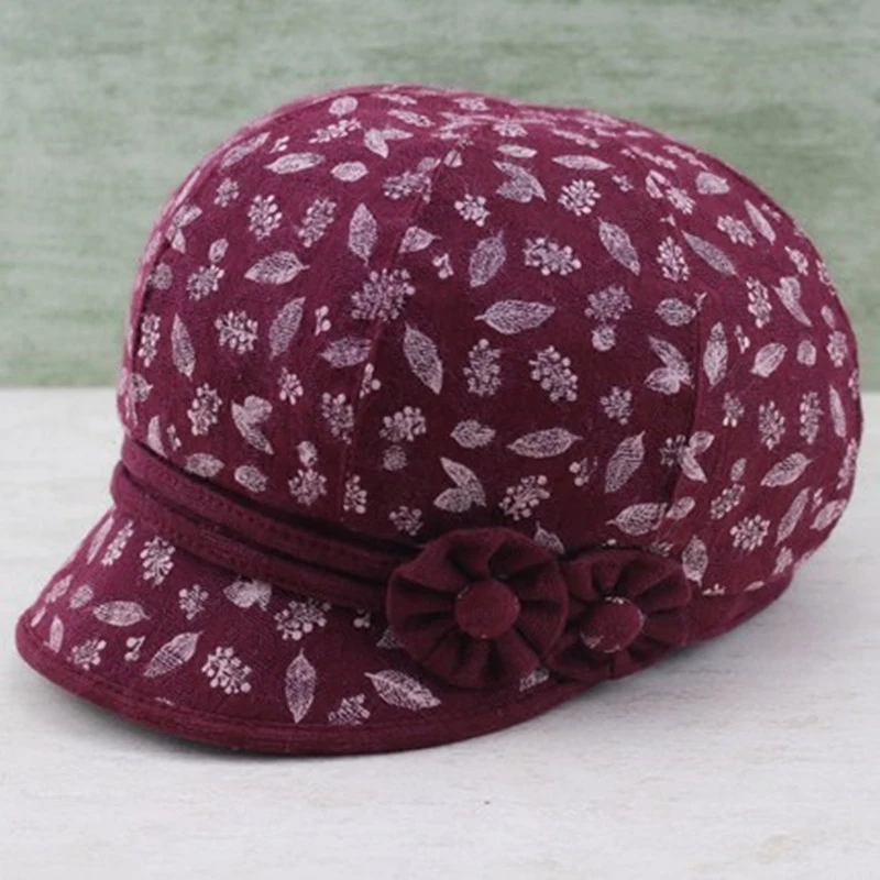 女士帽子新款中年妈妈春秋薄款老人奶奶老年人鸭舌帽中老年人布帽